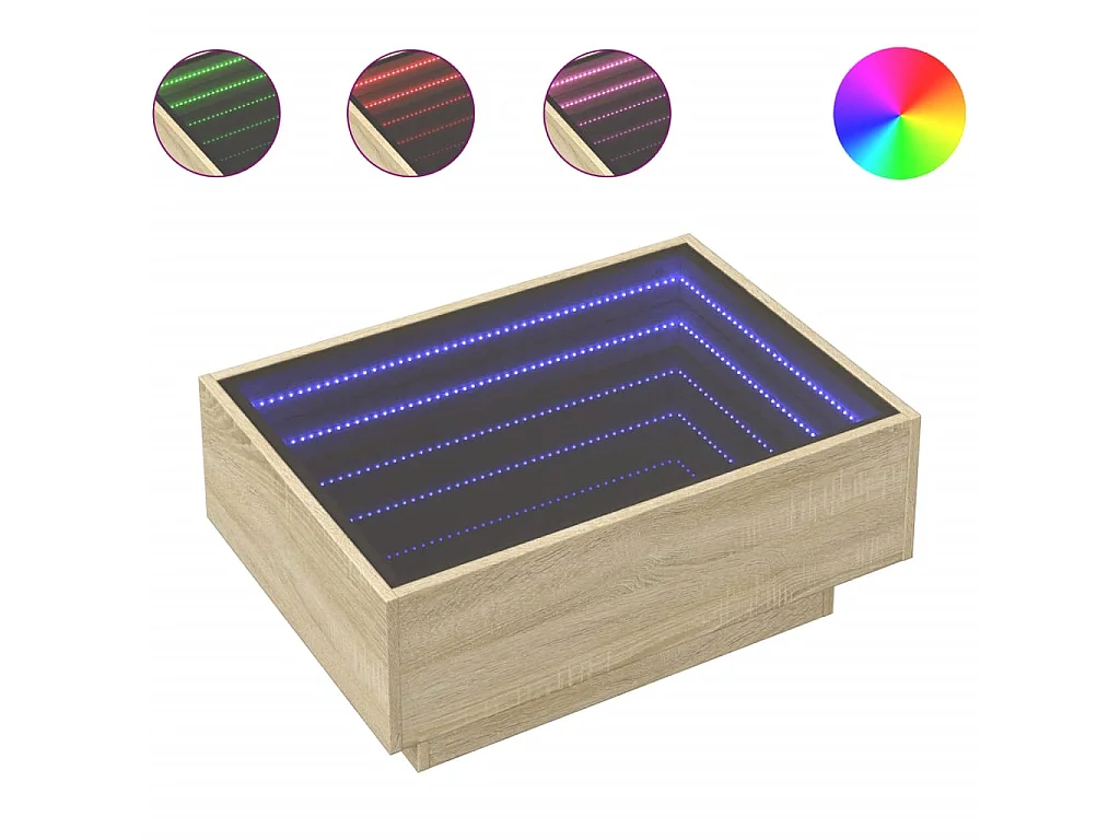 LED-Couchtisch Sonoma Eiche 70x50x30 cm Holzwerkstoff