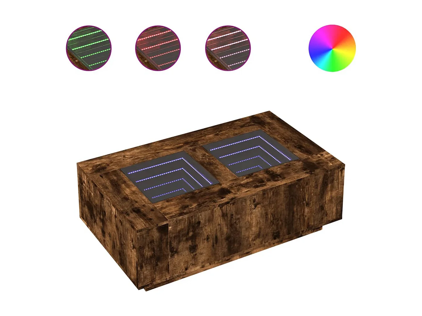 Mesa de centro luzes LED Infinity 116x69x40 cm carvalho fumado