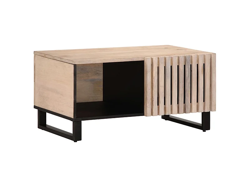 Couchtisch Weiß 80x51x40 cm Massivholz Mango