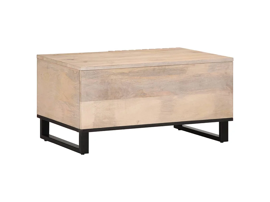 Table basse blanc 80x51x40 cm bois de manguier massif