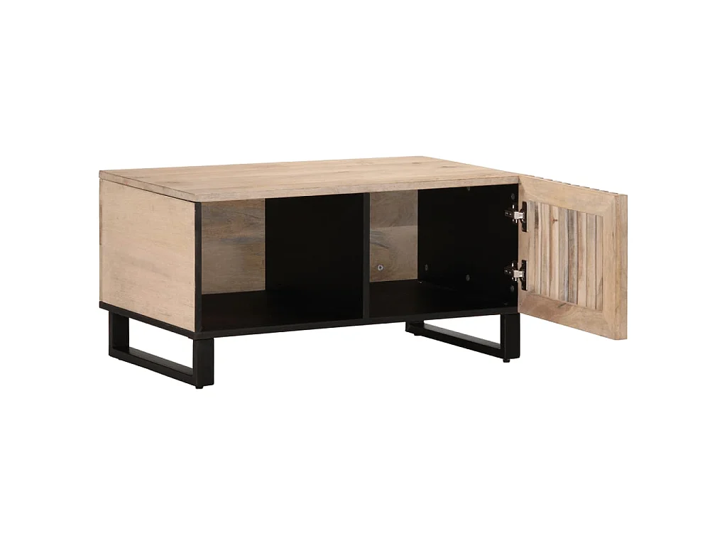 Table basse blanc 80x51x40 cm bois de manguier massif