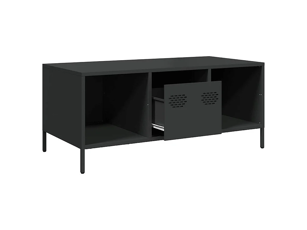 Tavolino Nero 101,5x50x43,5 cm in Acciaio Laminato a Freddo