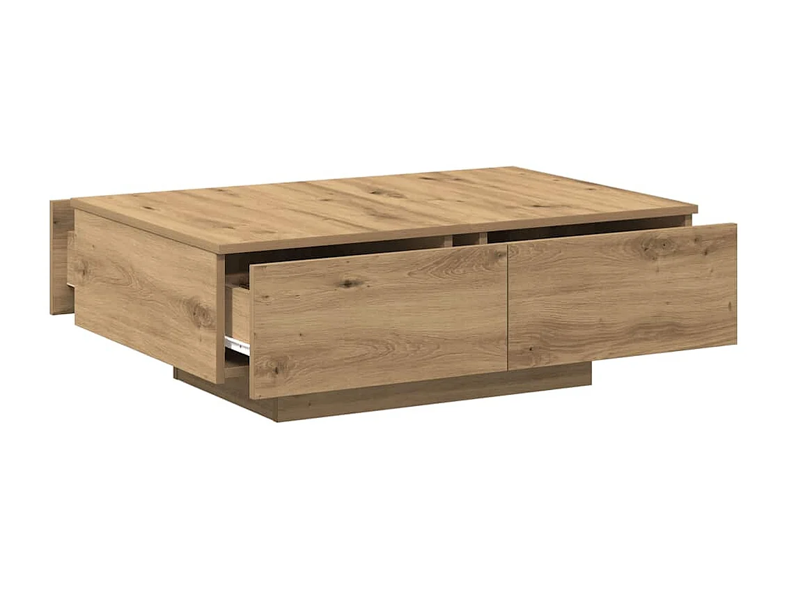 Salontafel 90x60x31 cm bewerkt hout artisanaal eikenkleurig