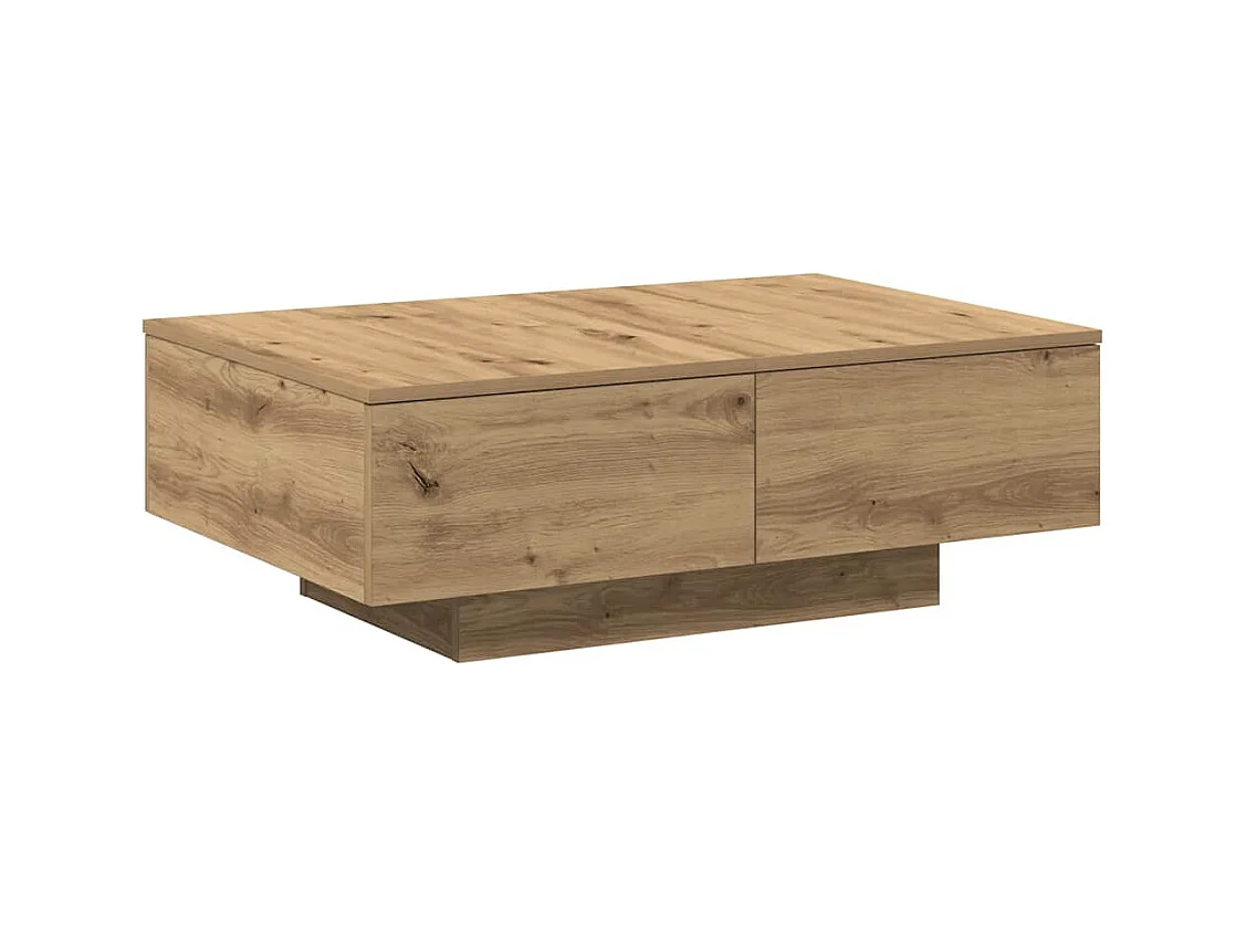 Table basse chêne artisanal 90x60x31 cm bois d'ingénierie