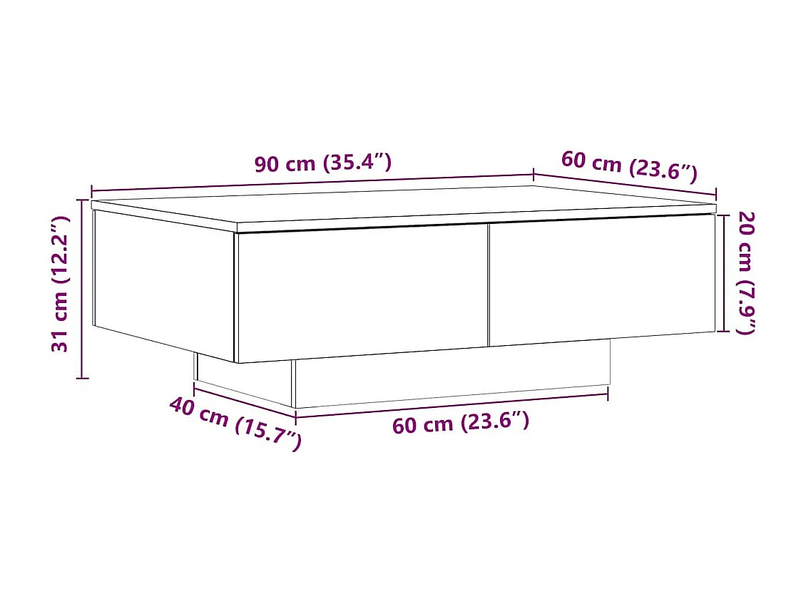 Tavolino da Salotto Rovere Artigianale 90x60x31 cm Truciolato