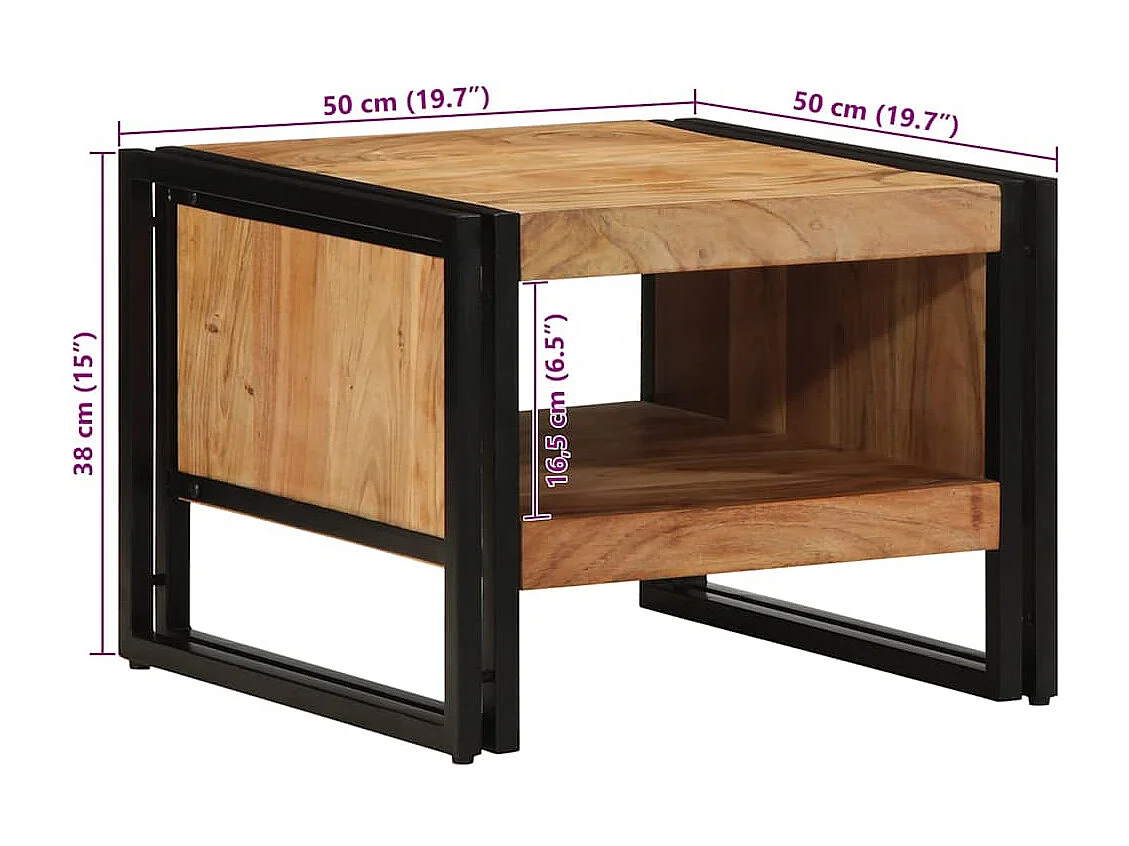 Salontafel 50x50x38 cm massief acaciahout