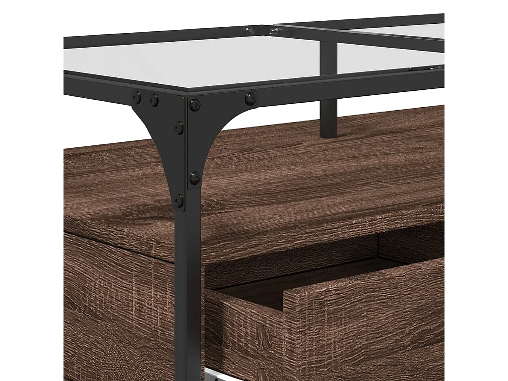 Salontafel met glazen blad 98,5x50x45 cm sonoma eiken staal