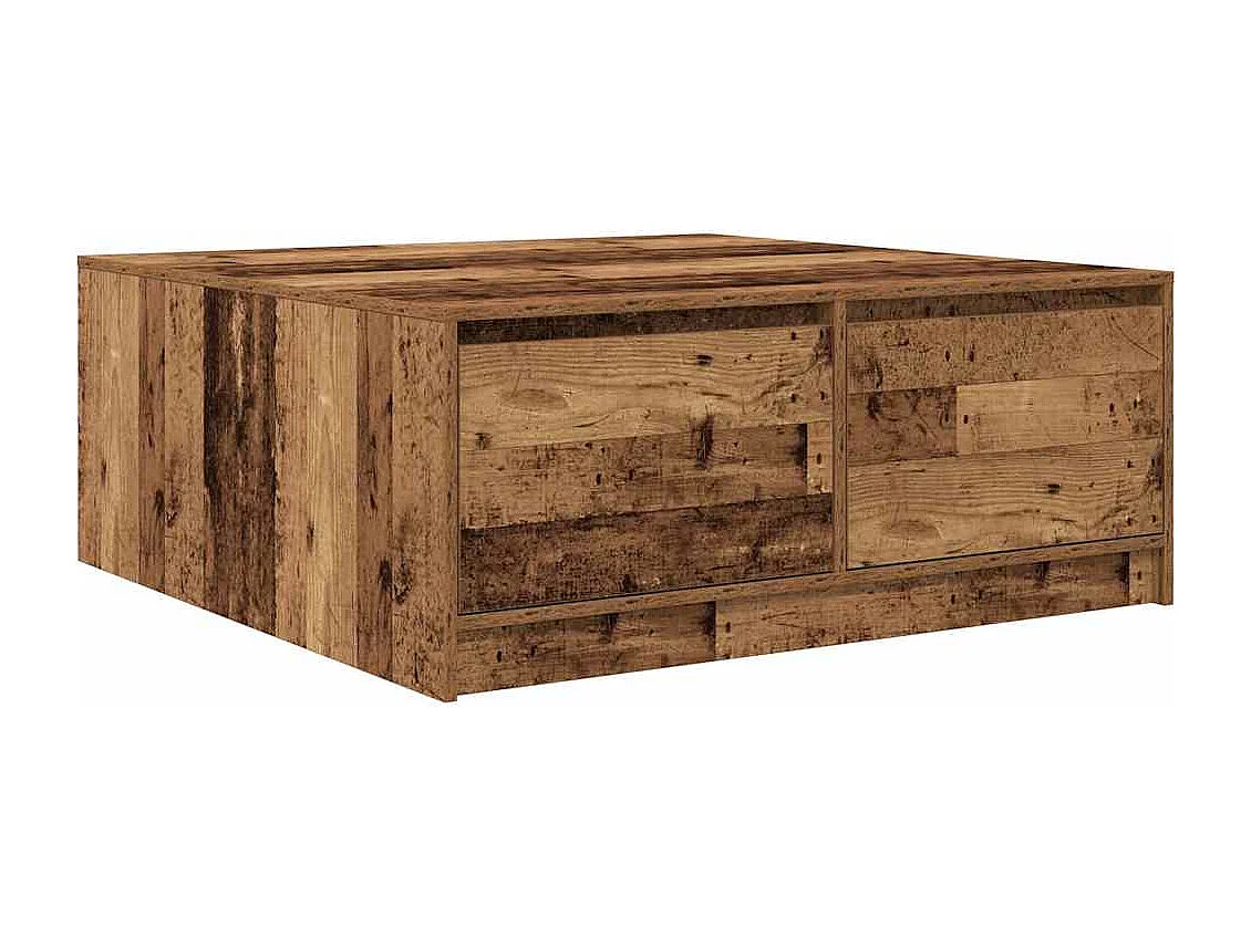 Mesa de centro com gavetas 100x100x40 cm madeira velha