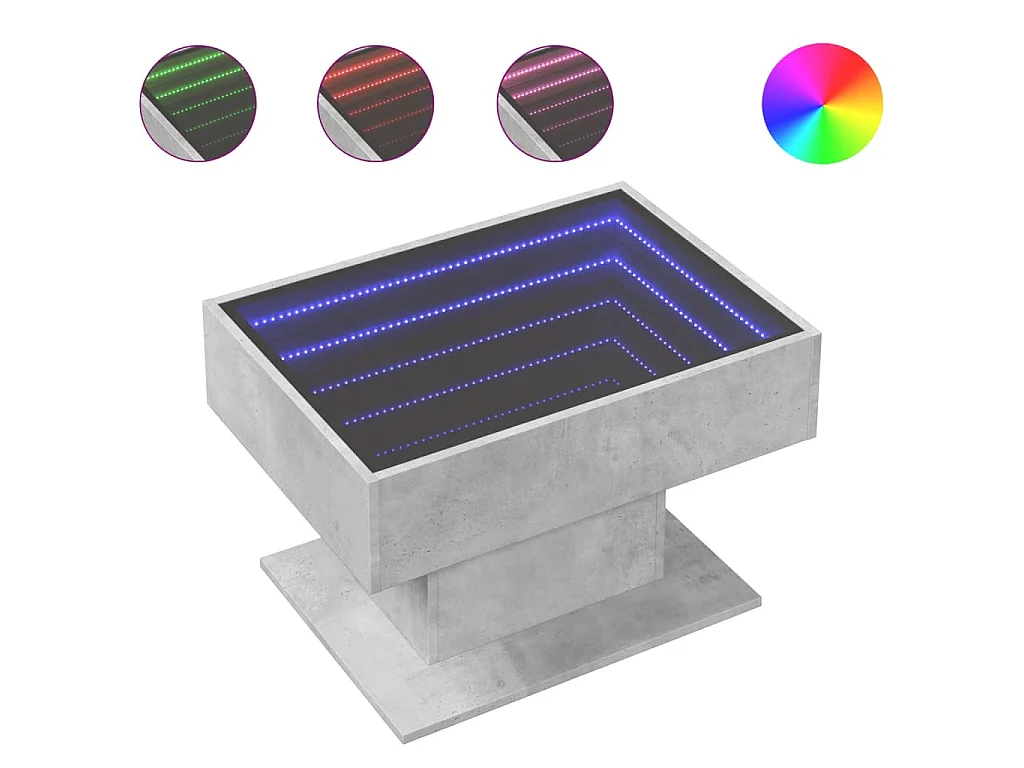 Tavolino Salotto con LED Grigio Cemento 70x50x45 cm Multistrato