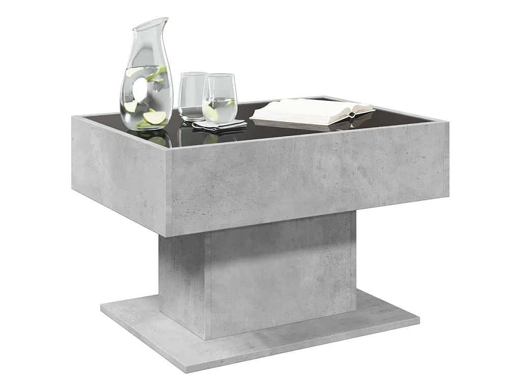 Tavolino Salotto con LED Grigio Cemento 70x50x45 cm Multistrato