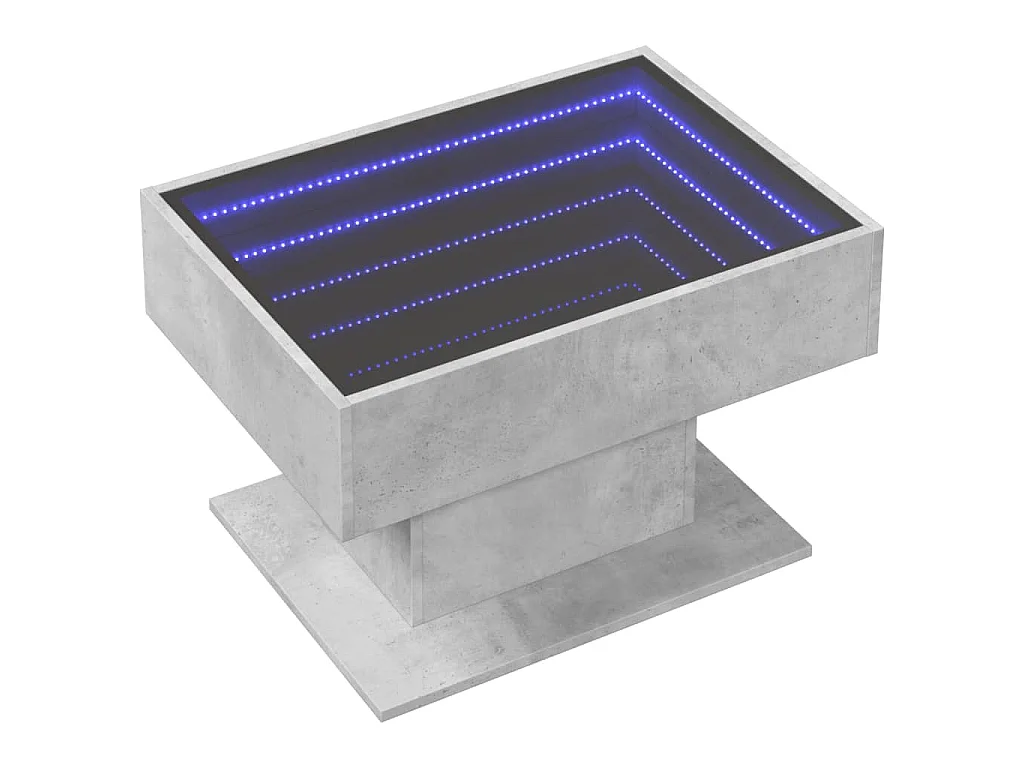 Table basse avec LED gris béton 70x50x45 cm bois d'ingénierie