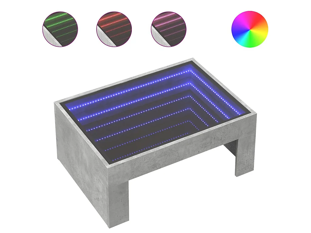 Couchtisch mit Infinity-LED Betongrau 70x50x30 cm