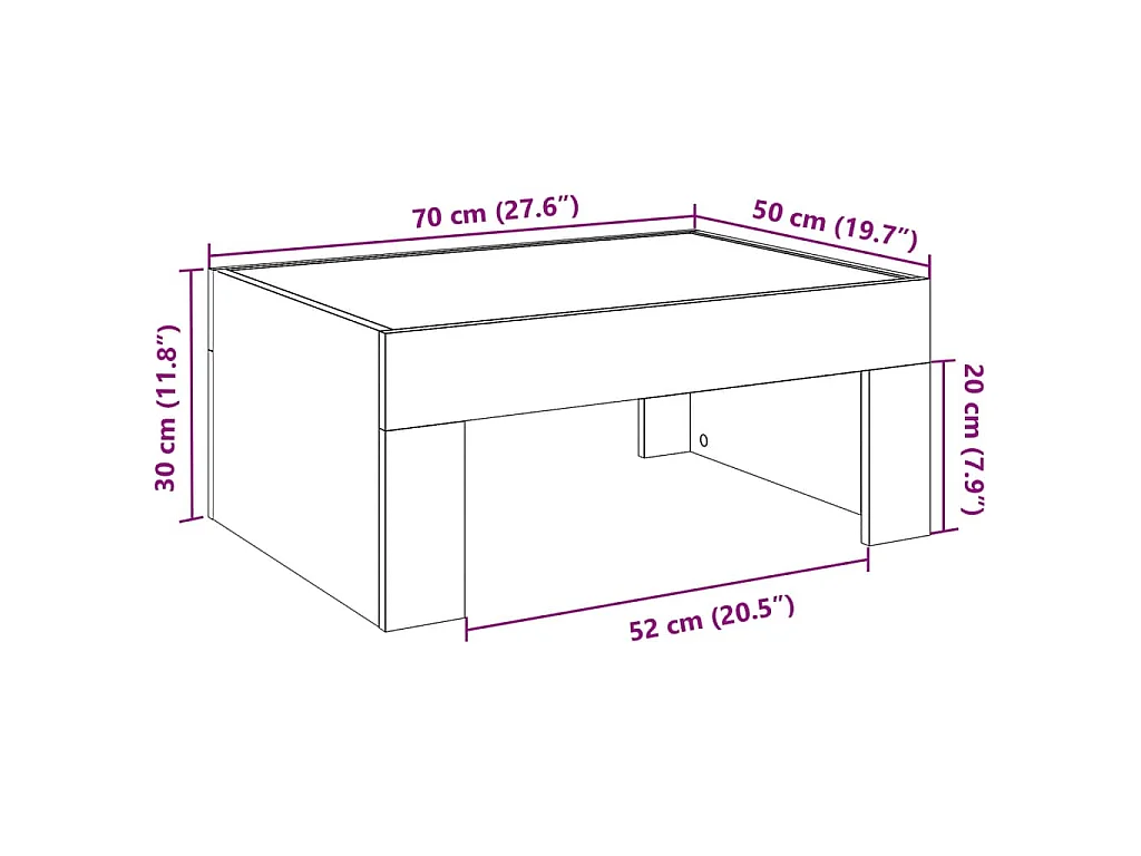 Couchtisch mit Infinity-LED Betongrau 70x50x30 cm