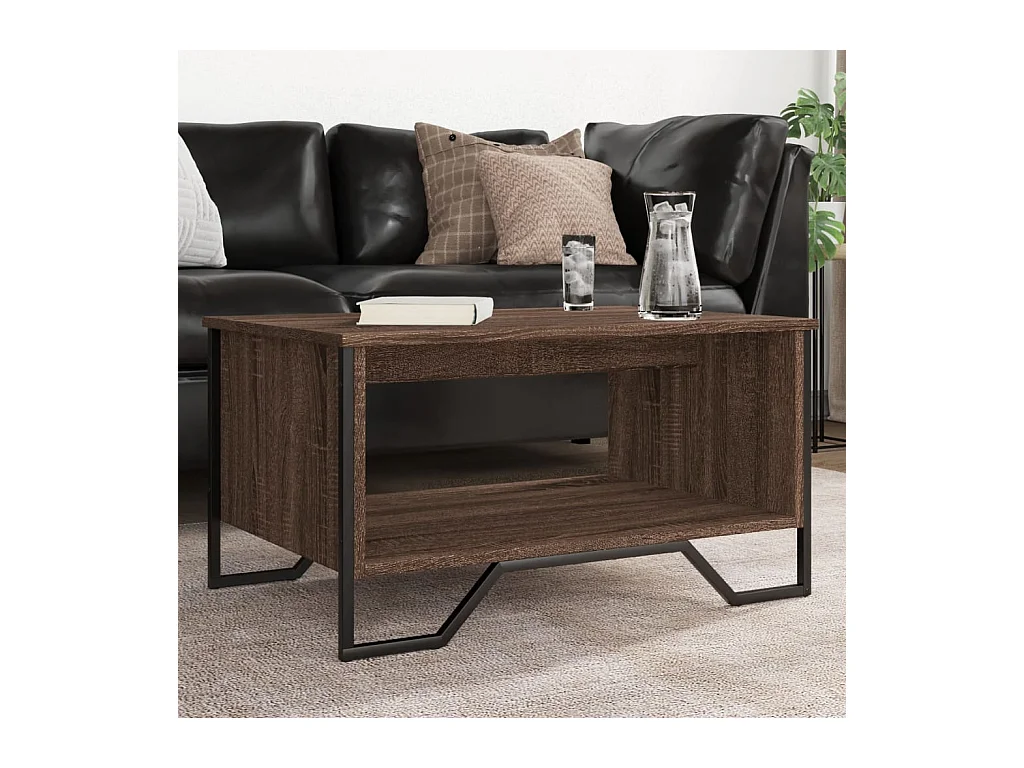Table basse chêne marron 75x51x40 cm bois d'ingénierie