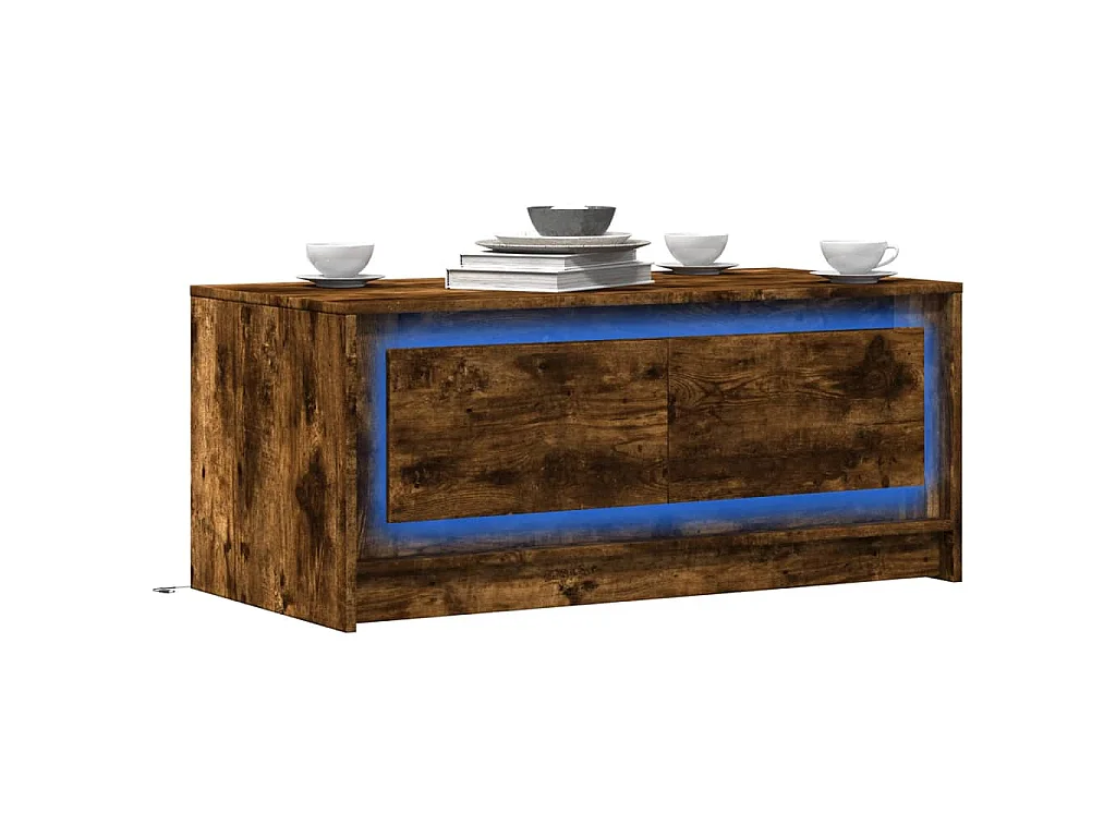 LED-Couchtisch Räuchereiche Holzwerkstoff