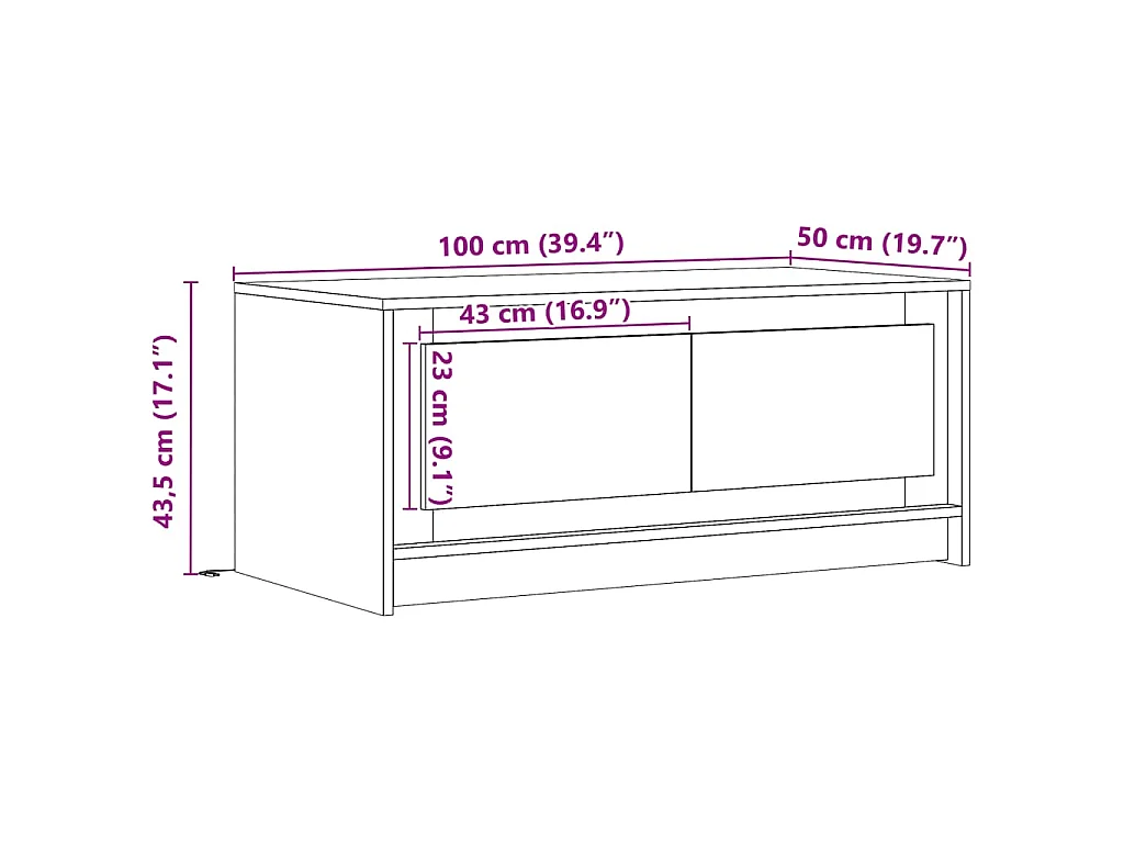 LED-Couchtisch Räuchereiche Holzwerkstoff