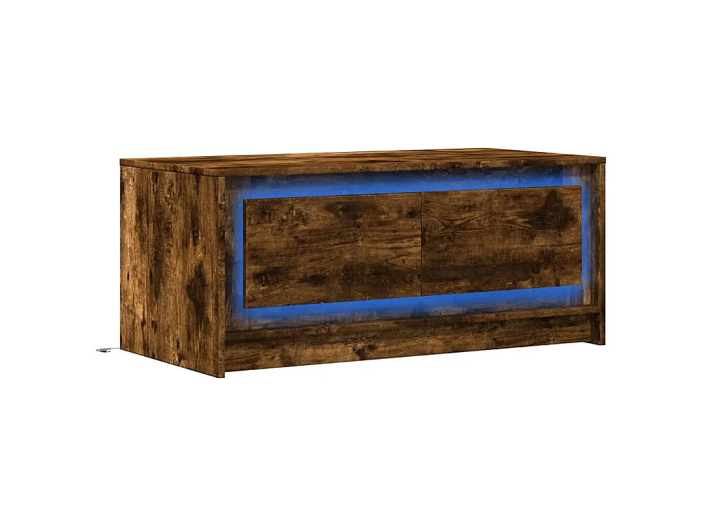 Tavolino da Salotto con Luci LED Rovere Fumo in Truciolato