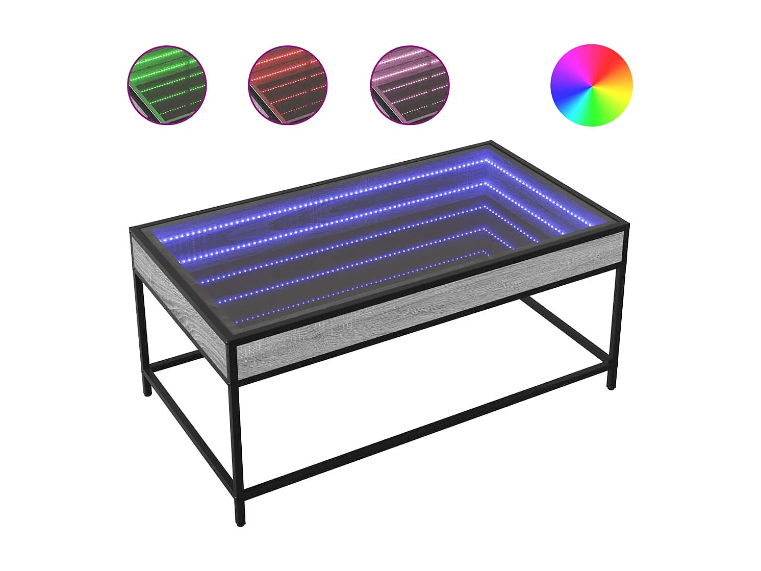 Table basse avec LED infini sonoma gris 90x50x41 cm