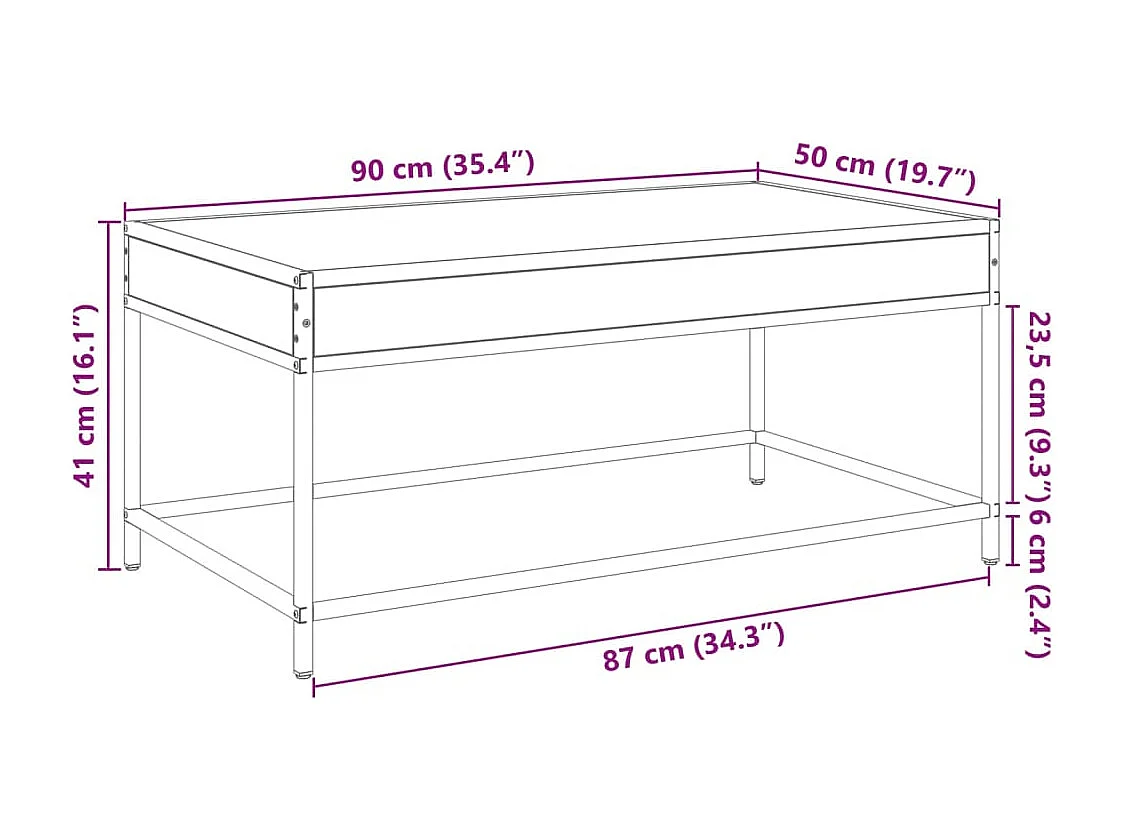 Table basse avec LED infini sonoma gris 90x50x41 cm