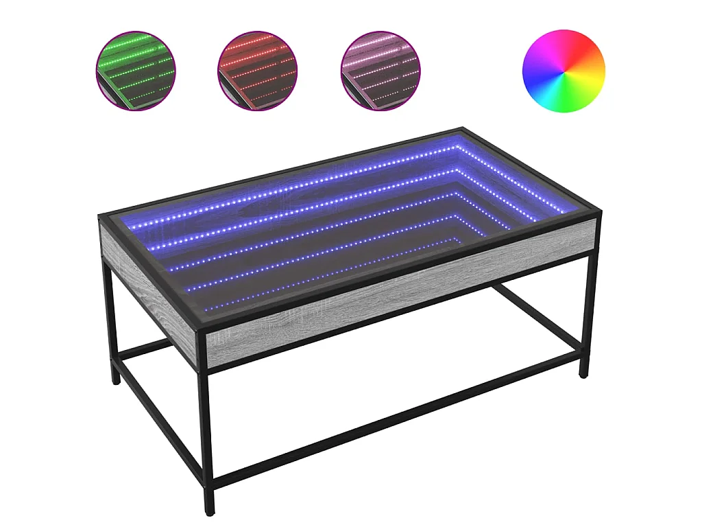Couchtisch mit Infinity-LED Grau Sonoma 90x50x41 cm