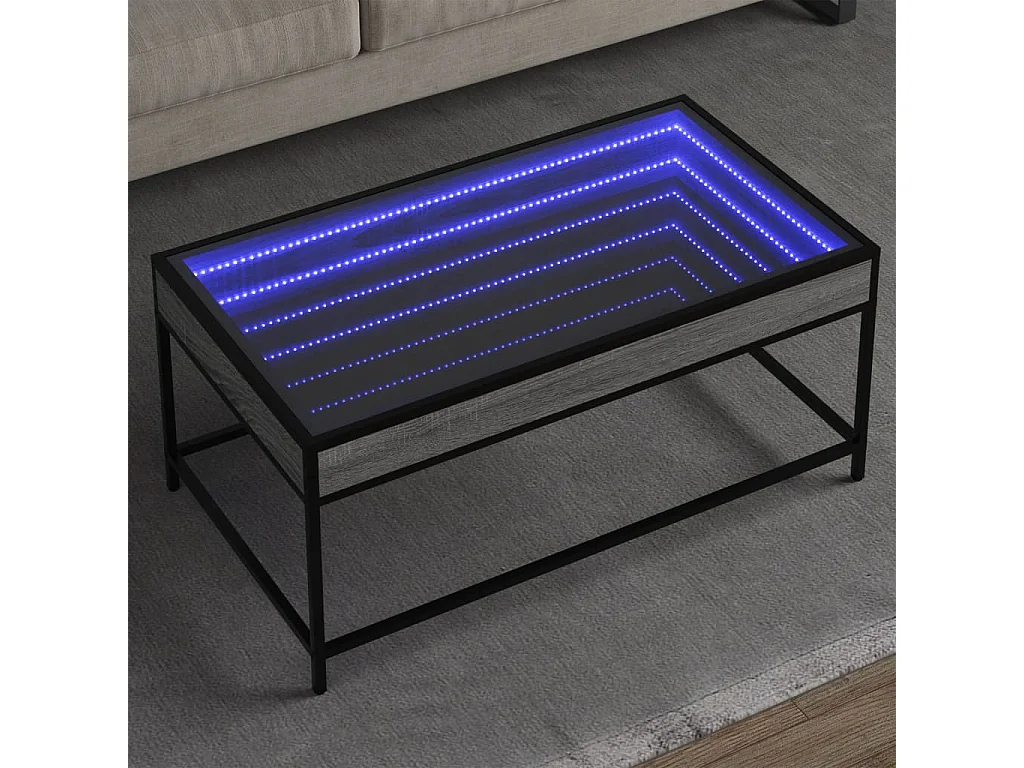 Couchtisch mit Infinity-LED Grau Sonoma 90x50x41 cm