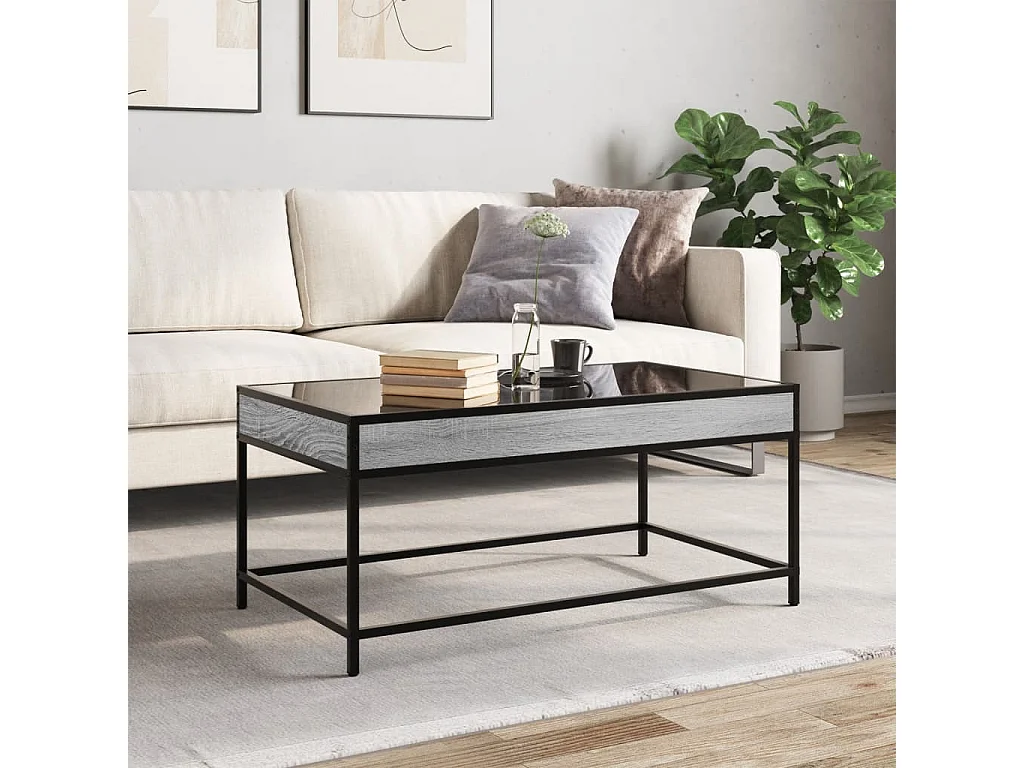 Couchtisch mit Infinity-LED Grau Sonoma 90x50x41 cm