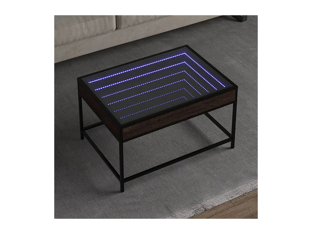 Table basse avec LED infini chêne marron 70x50x41 cm