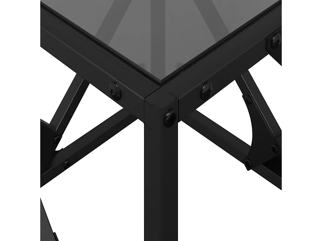 Table basse avec dessus en verre noir 40x40x41 cm acier