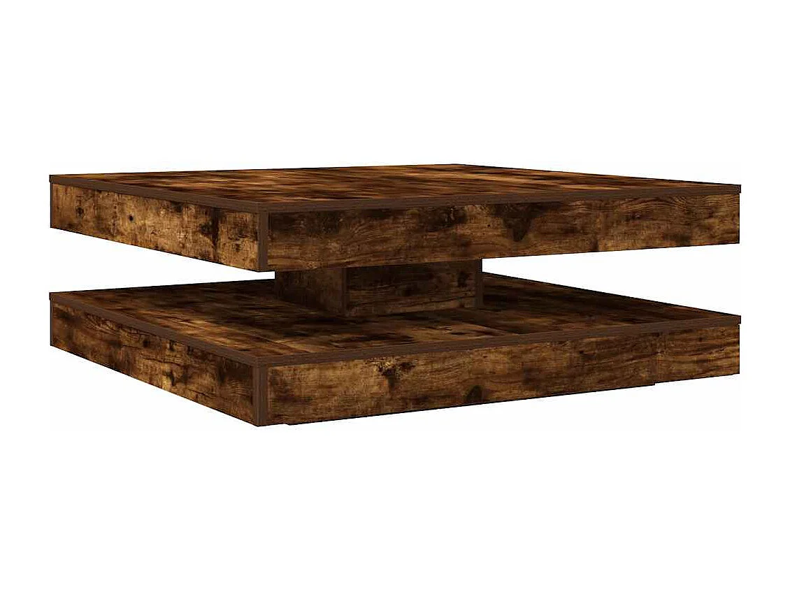 Couchtisch 360-Grad Drehbar Räuchereiche 90x90x34,5 cm