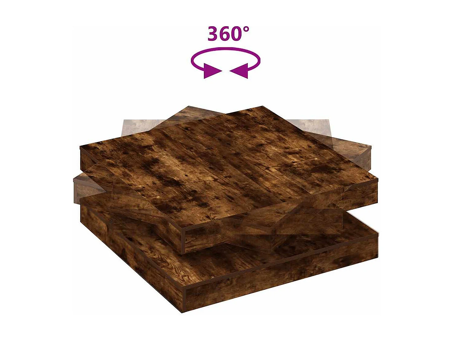 Couchtisch 360-Grad Drehbar Räuchereiche 90x90x34,5 cm