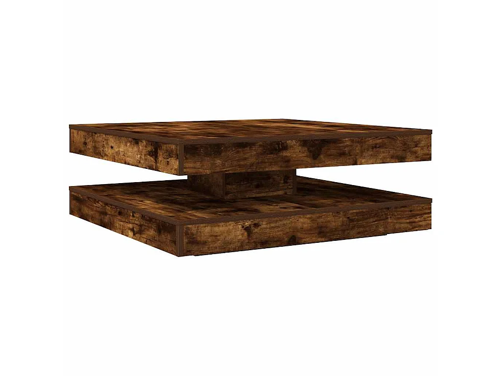 Mesa de centro giratoria 360 grados roble ahumado 90x90x34,5 cm