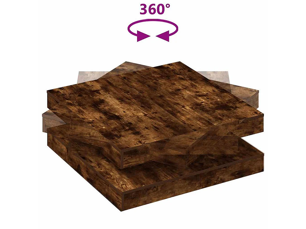 Mesa de centro giratoria 360 grados roble ahumado 90x90x34,5 cm