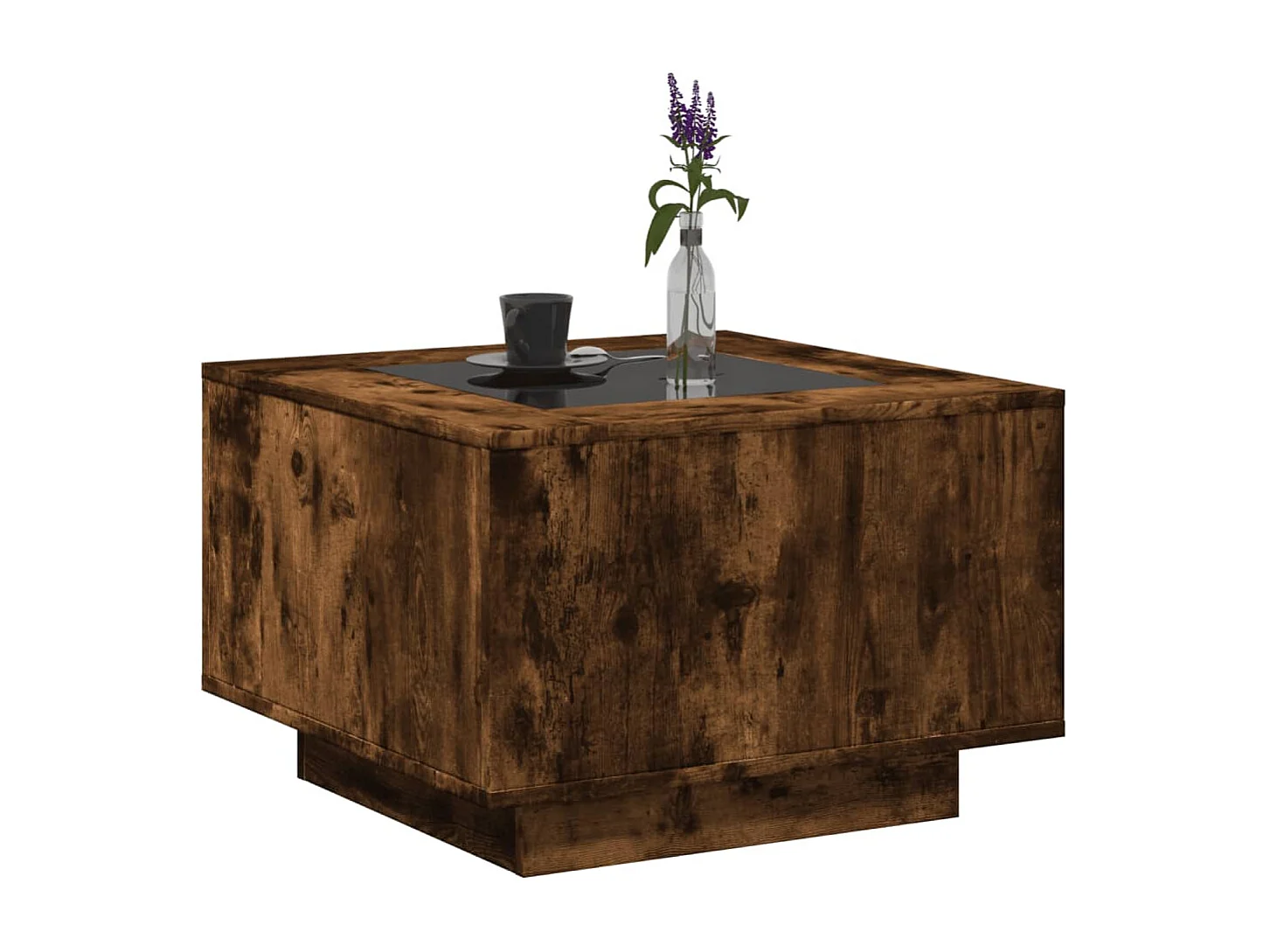 Table basse avec LED chêne fumé 60x60x40 cm bois d'ingénierie