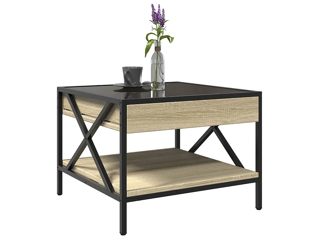 Table basse avec LED infini chêne sonoma 50x50x38 cm