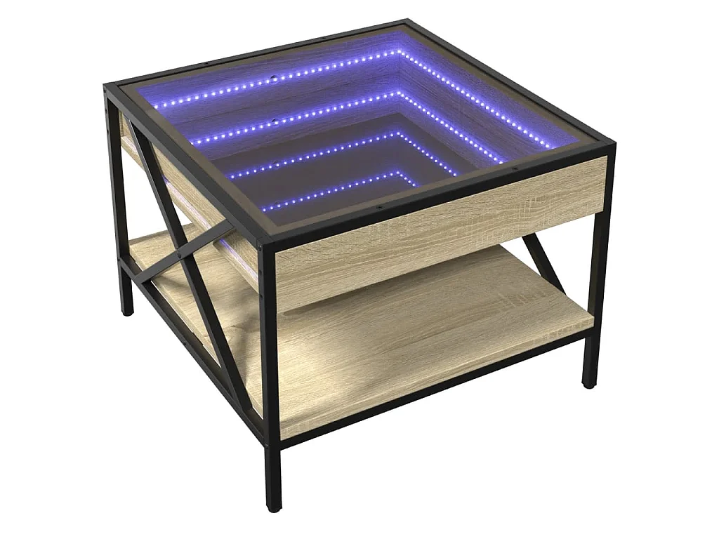 Couchtisch mit Infinity-LED Sonoma-Eiche 50x50x38 cm