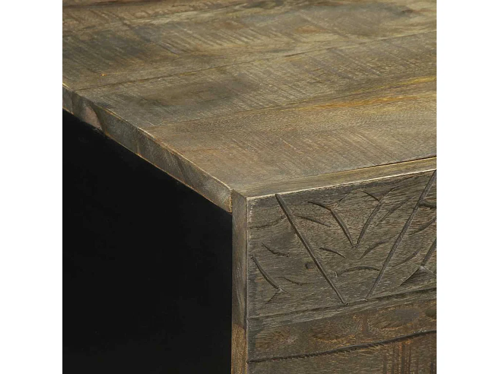 Table basse gris clair 100x54x40 cm bois massif de manguier
