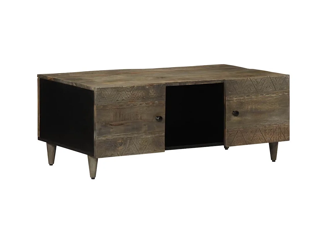 Table basse gris clair 100x54x40 cm bois massif de manguier
