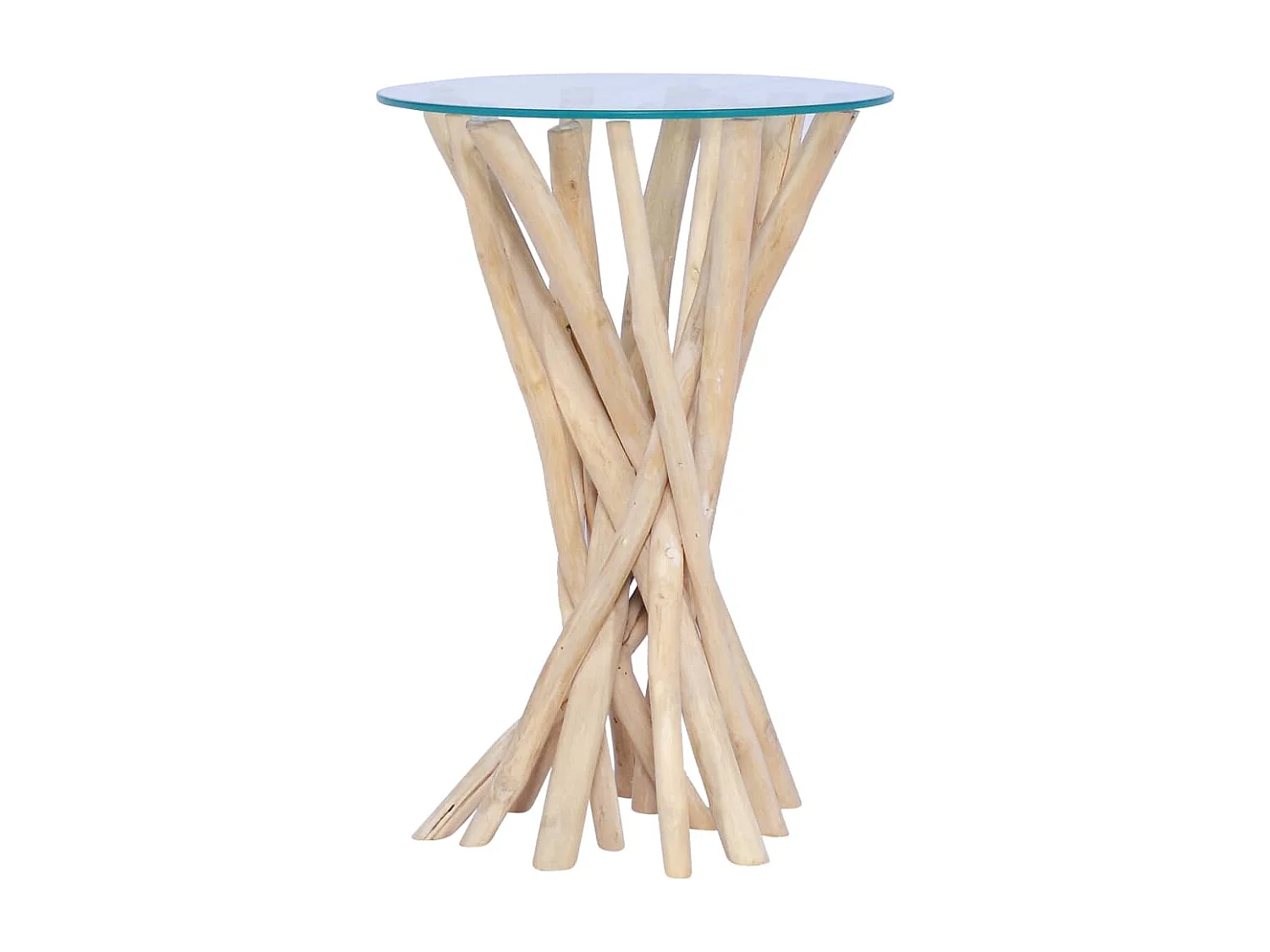 Table basse avec dessus en verre 35x35x50cm Bois de teck massif