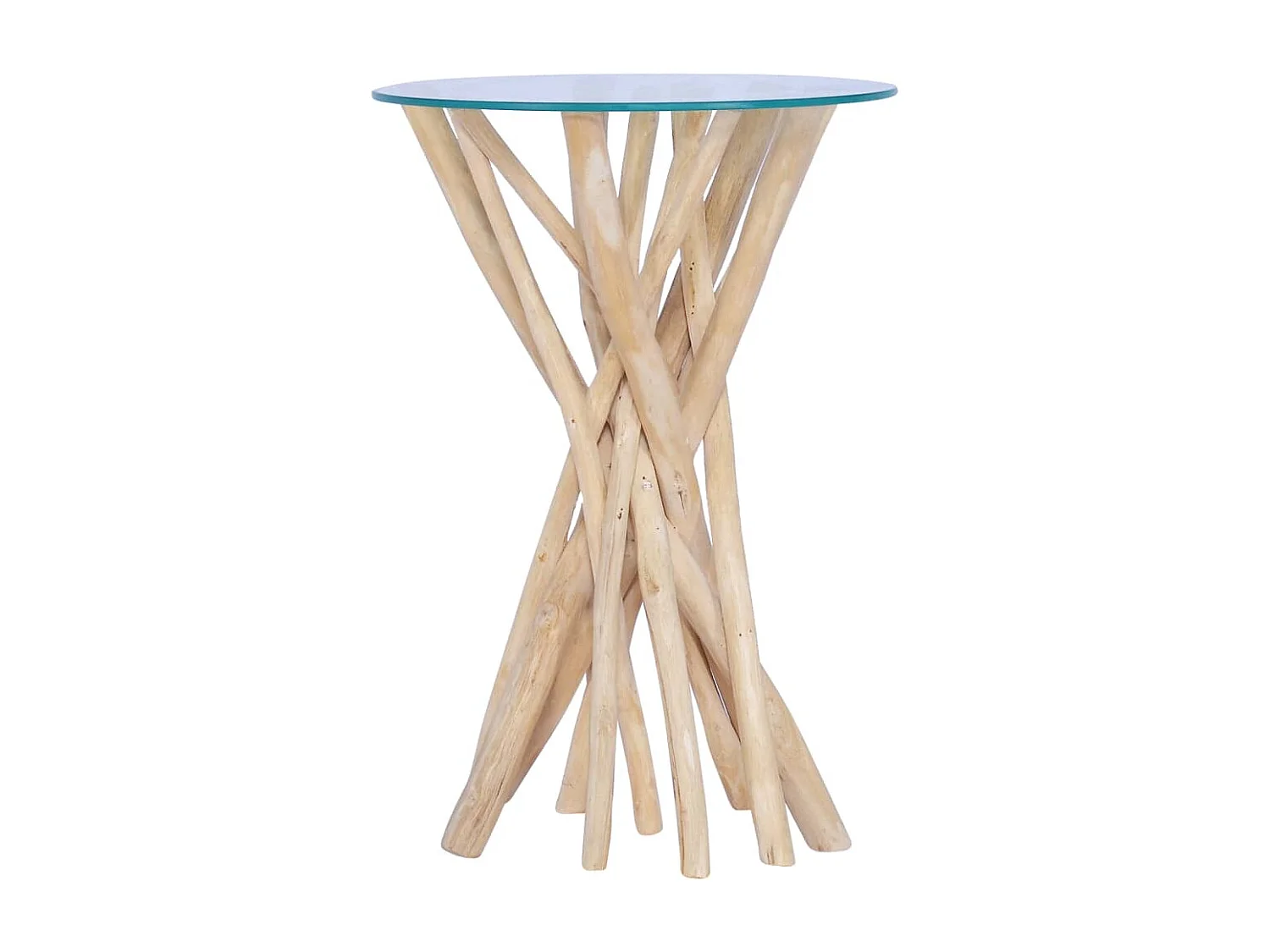Mesa de centro con superficie de vidrio teca maciza 35x35x50 cm
