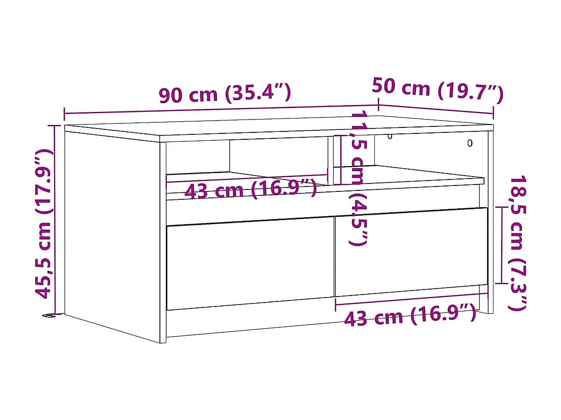 Table basse avec lumières LED chêne marron bois d'ingénierie