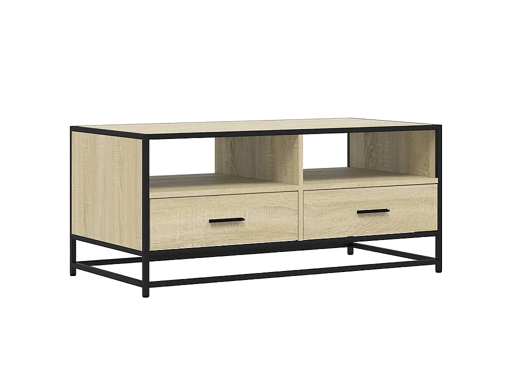 Tavolino Rovere Sonoma 100x50x45 cm Legno Multistrato e Metallo