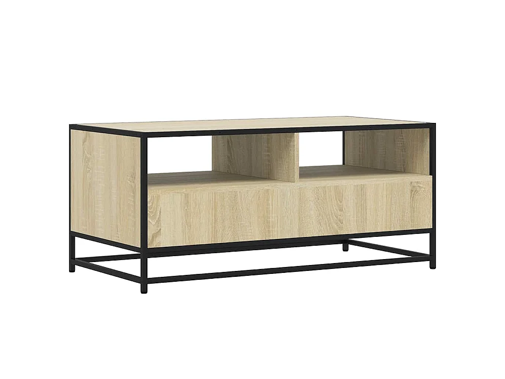 Tavolino Rovere Sonoma 100x50x45 cm Legno Multistrato e Metallo