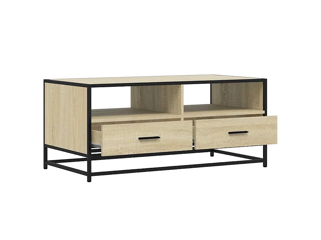 Tavolino Rovere Sonoma 100x50x45 cm Legno Multistrato e Metallo
