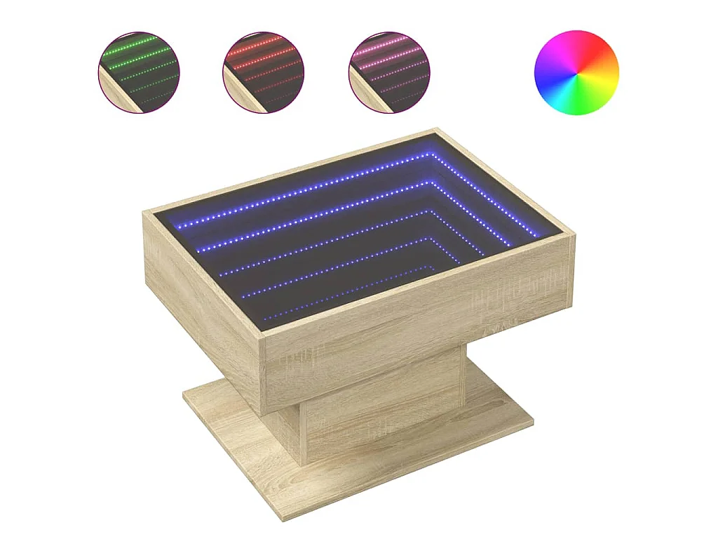 Table basse avec LED chêne sonoma 70x50x45 cm bois d'ingénierie