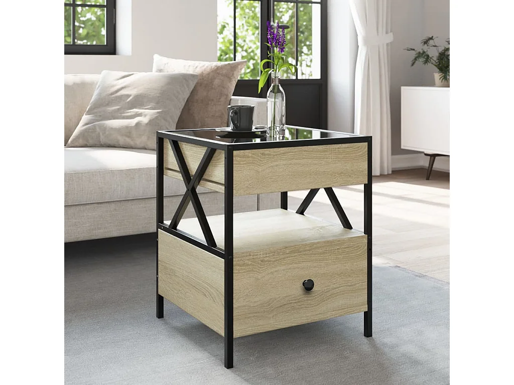 Table basse avec LED Infinity chêne sonoma 40x40x51 cm