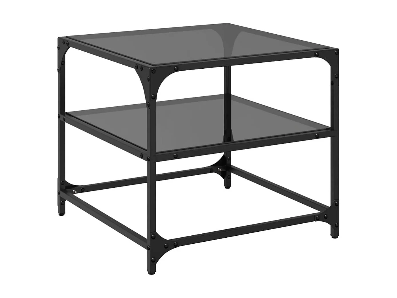 Couchtische mit Glasplatten 2 Stk. Schwarz 50x50x45 cm Stahl