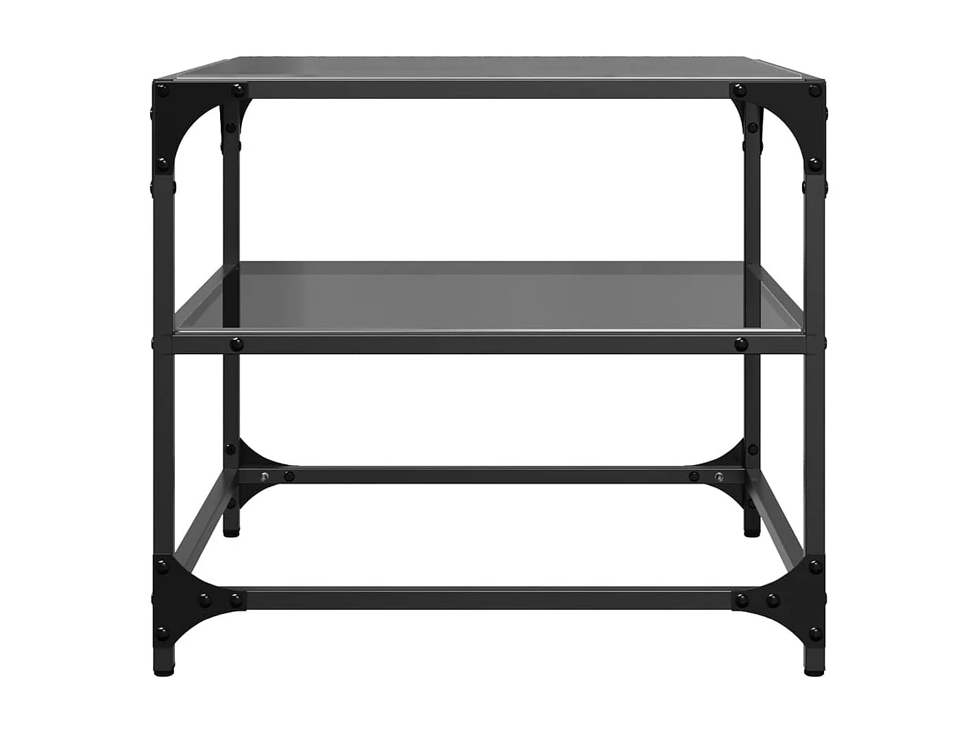 Mesas de centro c/ topo em vidro preto 2 pcs 50x50x45 cm aço