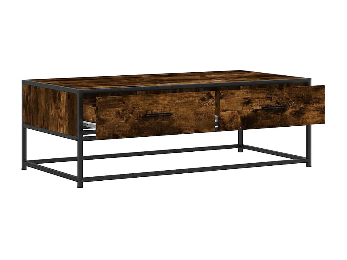 Table basse chêne fumé 100x50x35 cm bois d'ingénierie et métal