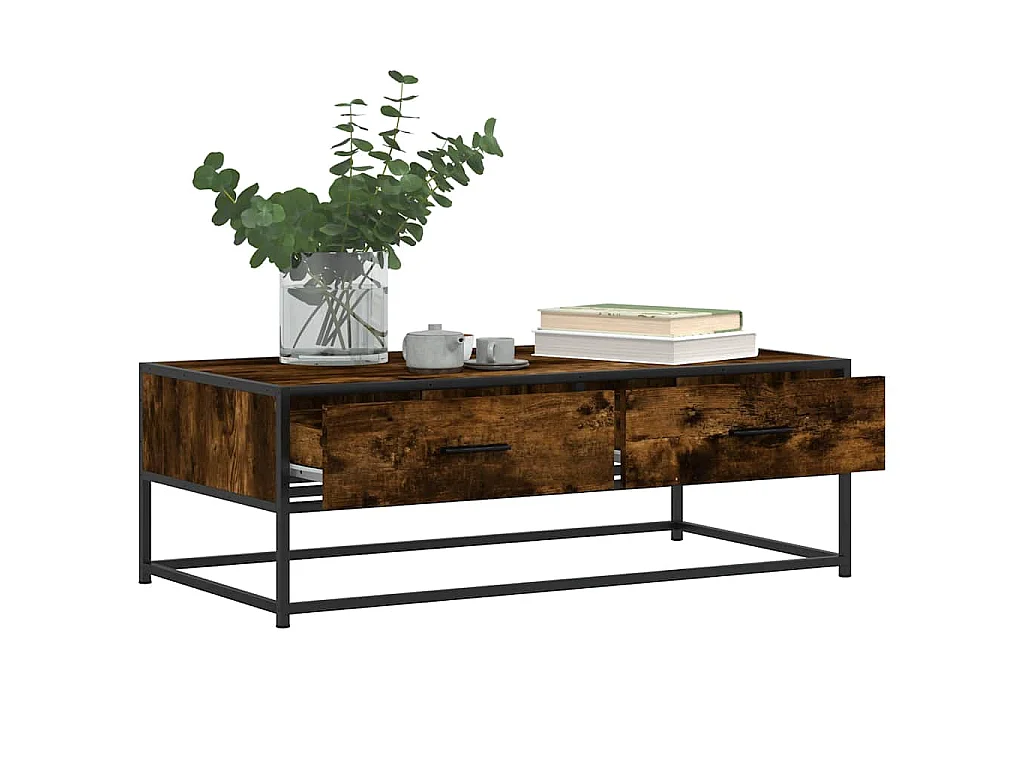Mesa de centro 100x50x35cm deriv. madeira/metal carvalho fumado