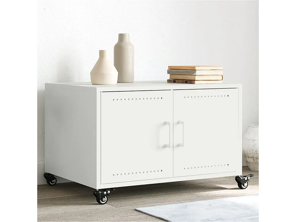 Tavolino da Salotto Bianco 68x50x43,5 cm in Acciaio